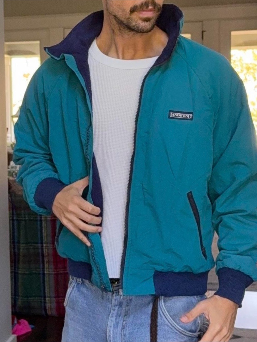 Lands' End Teal Bomber Jacket